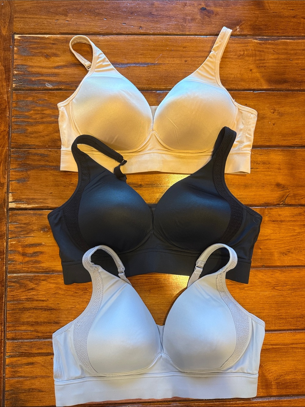Jockey 3-Pack Seamless Support Bras - Beige, Black, Light Gray